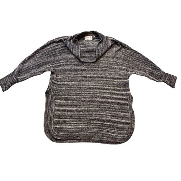 Field Flower x Anthro Sweater Gray Black Spacedye Cowl Neck Curved Hem Medium - Picture 5 of 7